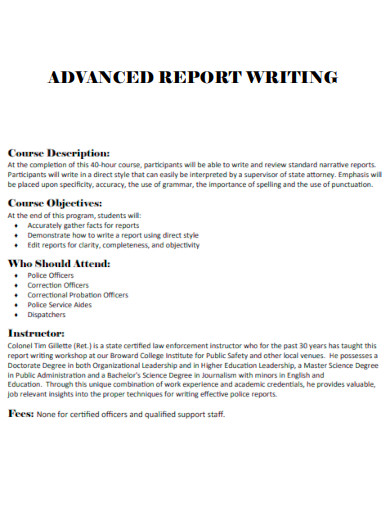 Advance Report Writing