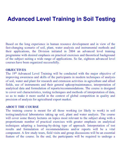 Advanced Level Training in Soil Testing
