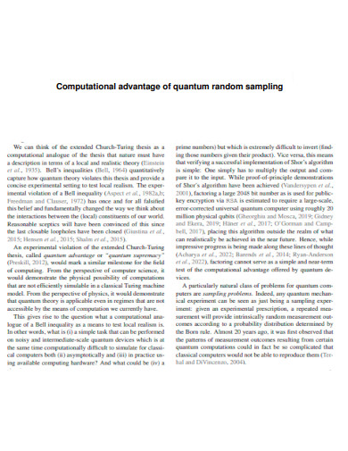 Advantage of Quantum Random Sampling