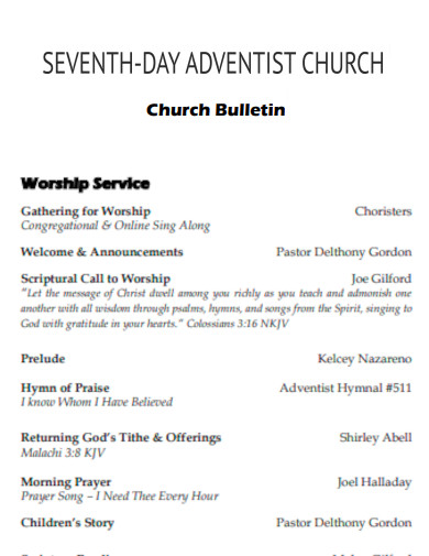 Adventist Hymnal Church Bulletin