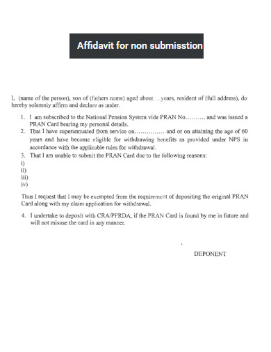 Affidavit for Non Submisstion