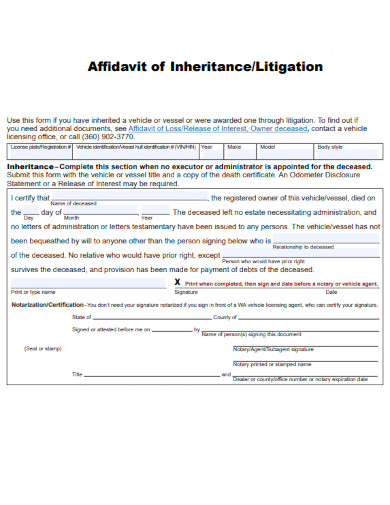 Affidavit of Inheritance