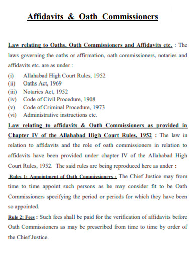 Affidavits and Oath Commissioners