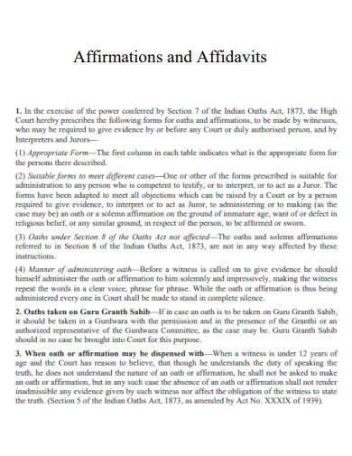 Affirmations and Affidavits