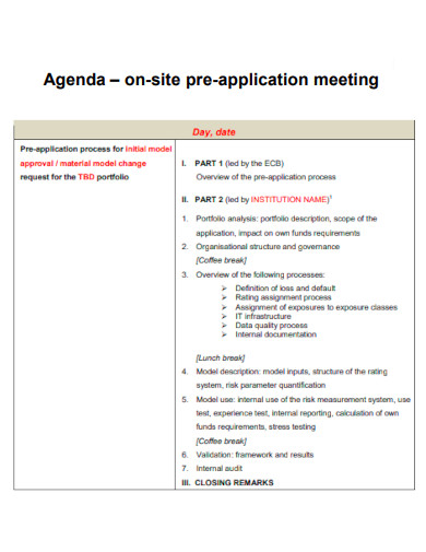 Agenda on Site Pre Aapplication Meeting