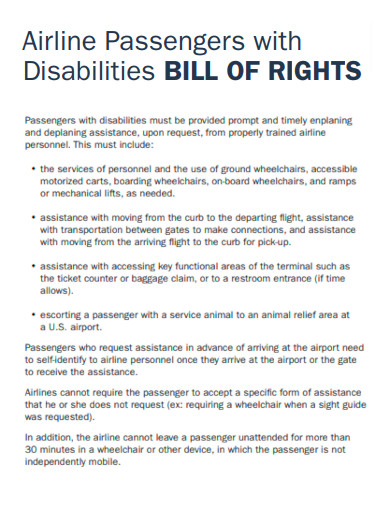 Airline Passengers with Disabilities Bill of Rights
