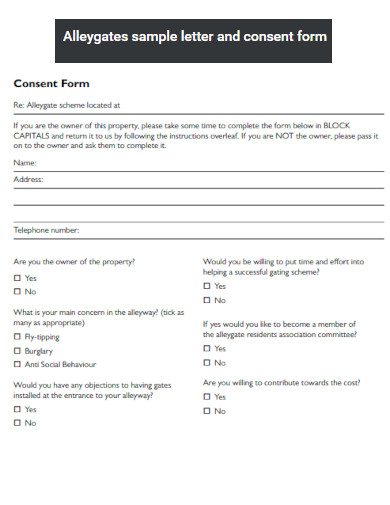 Alleygates Letter and Consent Form