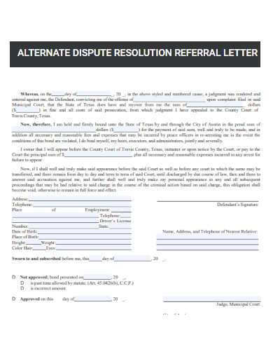 Alternative Dispute Resolution Referral Letter