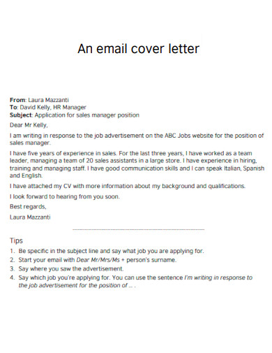 An Email Cover Letter