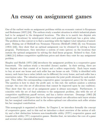 An Essay on Assignment Games