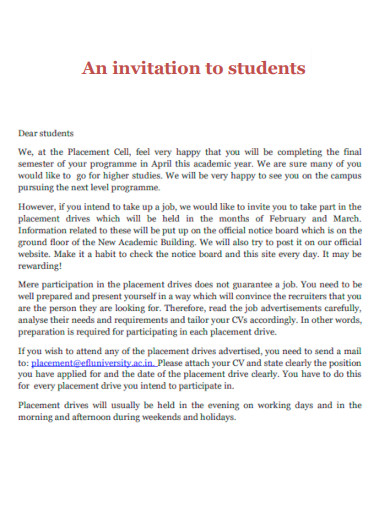 An invitation to students