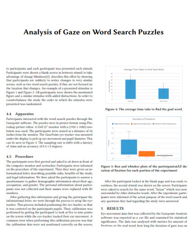 Analysis of Gaze on Word Search Puzzles