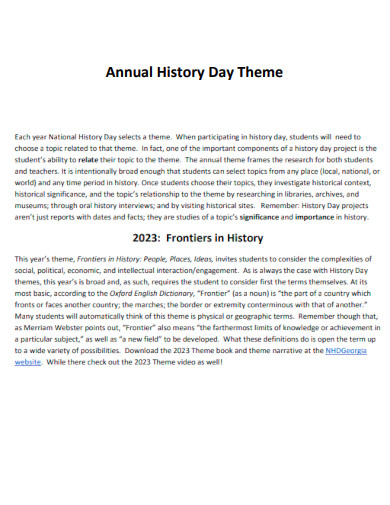 Annual History Day Theme