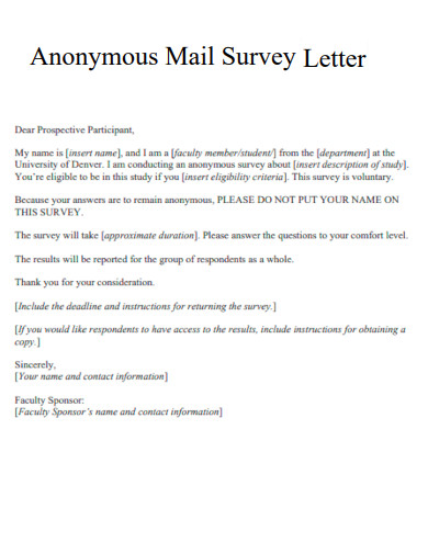 Anonymous Mail Survey Letter 