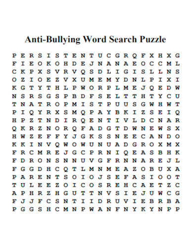 Anti Bullying Word Search