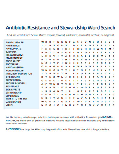 Antibiotic Resistance and Stewardship Word Search