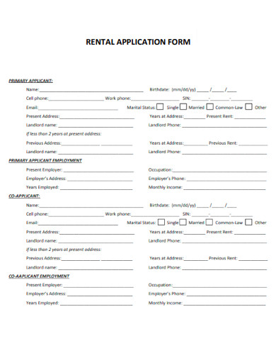 Applicant Rental Application