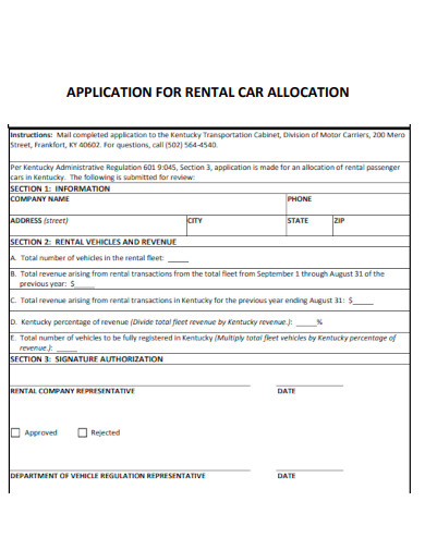 Application for Rental Car Allocation