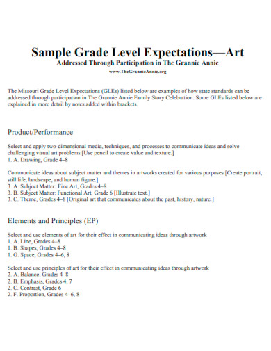 Art Grade Level Expectations