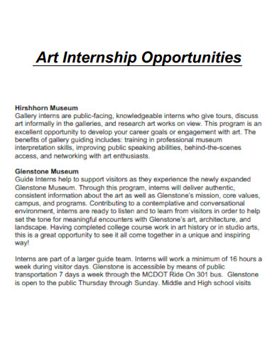 Art Internship Opportunities