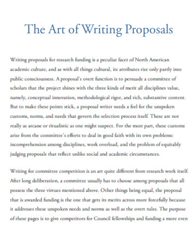 Art of Writing Proposal