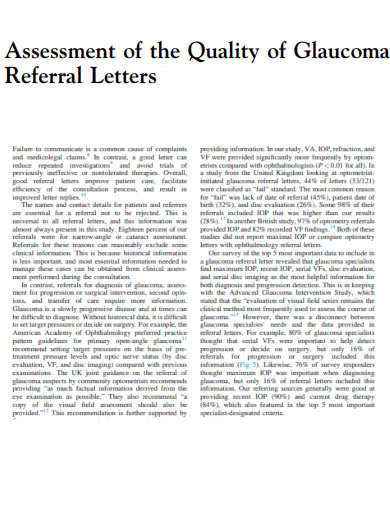 Assessment of Glaucoma Referral Letters