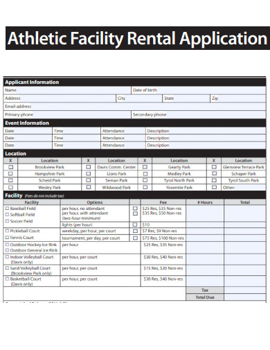 Athletic Facility Rental Application