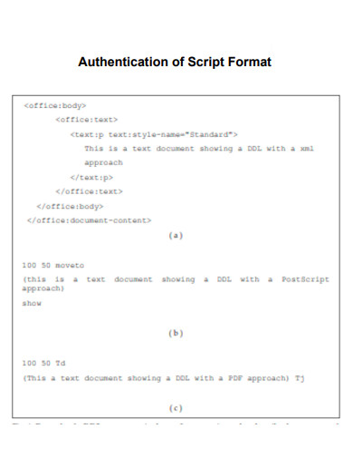 Authentication of Script Format