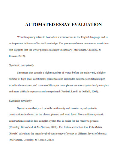 Automated Essay Evaluation