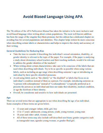 Avoid Biased Language Using APA