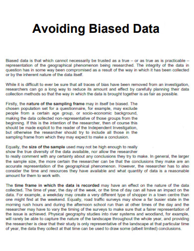 Avoiding Biased Data