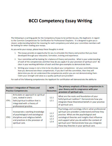 BCCI Competency Essay Writing
