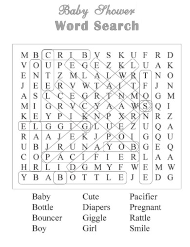Baby Shower Word Search