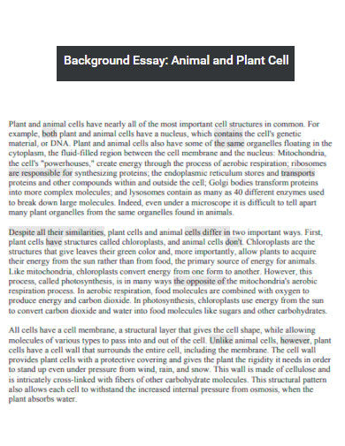 Background Essay on Animal and Plant Cell