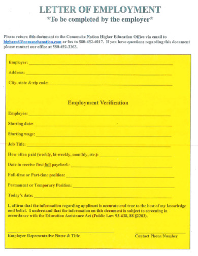 Basic Employment Verification Letter