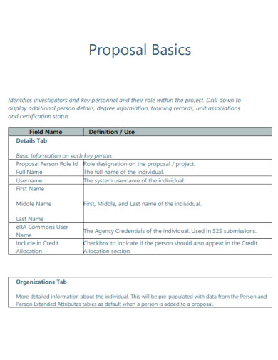 Basic Proposal