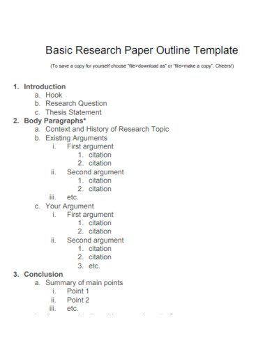 Basic Research Paper Outline Template