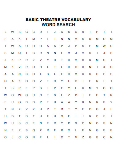 Basic Theatre Vocabulary Word Search