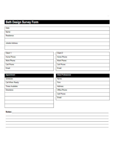 Bath Design Survey Form