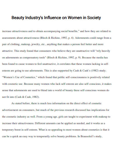 Beauty Industry on Women in Society