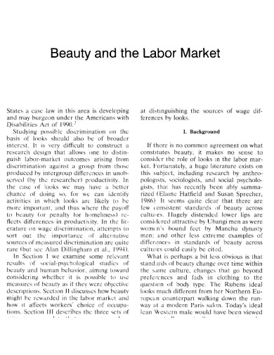 Beauty and Labor Market