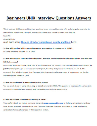 Beginners UNIX Interview Questions Answers