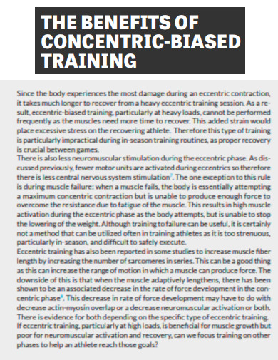 Benefits of Concentric biased Resistance Training