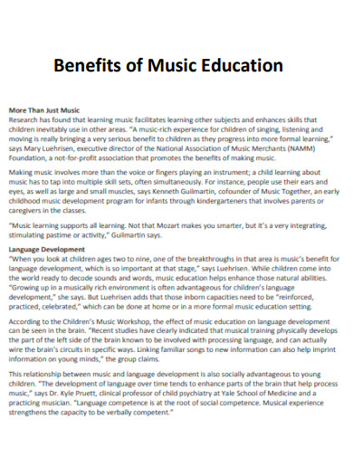Benefits of Music Education