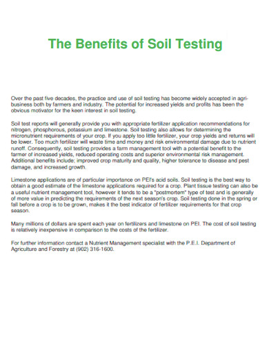Benefits of Soil Testing