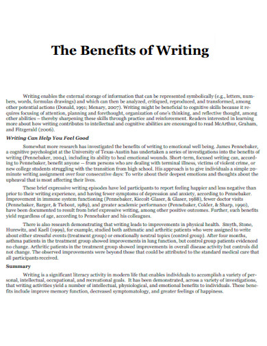 Benefits of Writing