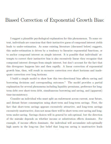 Biased Correction of Exponential Growth Bias