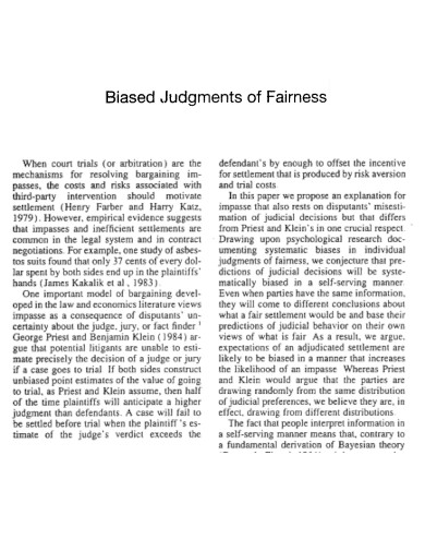 Biased Judgment of Fairness