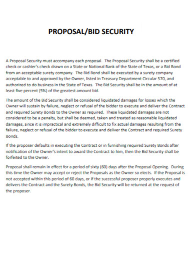 Bid Security Proposal