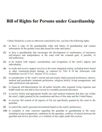 Bill of Rights for Persons under Guardianship